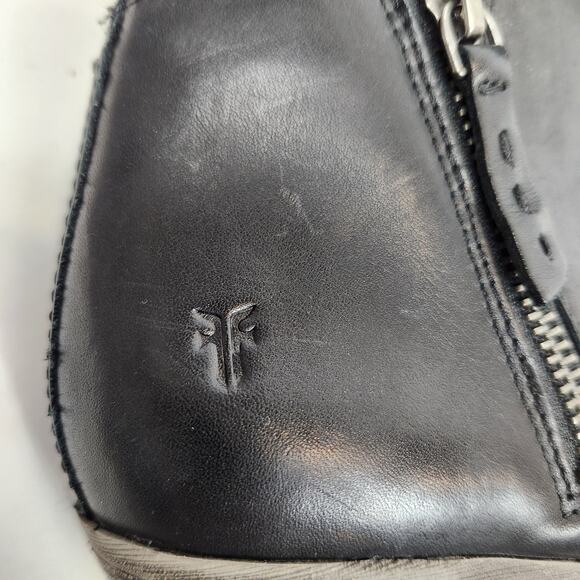 Frye Judith Women's Black Leather Zip Detail Ankle Boots Size 6.5 - Picture 4 of 10